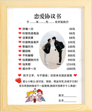 情侶禮物之戀愛協(xié)議書